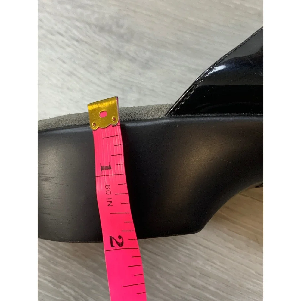 Dansko Black Patent Leather Floral Applique Wedge Slide Sandals Women's 11